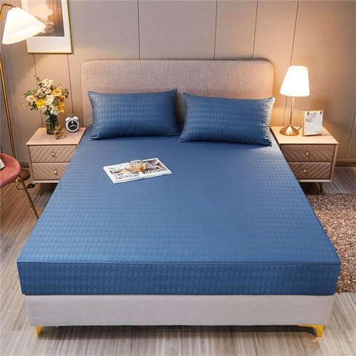 Morbuy Matratzenbezug mit Reißverschluss Rundumschutz Matratzenschoner Komfort Encasing Bettwäsche, Atmungsaktiv Umhüllung Zwischenbezug für die Matratze (80X200cm+10,Blau)