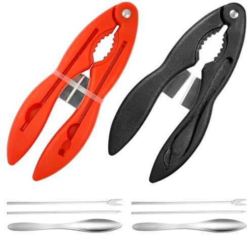 NQEUEPN 8st Krabbenknacker und Werkzeuge, Multifunktionale Hummercracker Hilfreich 3 in 1 Meeresfrüchteknacker Stark Seafood Utensils Pickel Krabbenkrallenknacker für Krabbenbeine