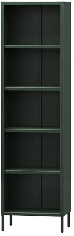 Jan Nowak Bücherregal Metall - Mario | Stabiles Regal Industrial mit 4 höhenverstellbaren Einlegeböden (4x30 kg) und Wandmontage | Hochregal Glitzernd, Regal Schmal | 50 x 180 x 35 cm | Flaschengrün