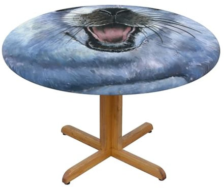 VMUDJAPRG Harfen-Siegelmalerei-Tapete, bedruckt, rund, 122 cm Durchmesser, wasserdicht, öldicht, Tischdecke für Küche, Esszimmer, Picknick, Party