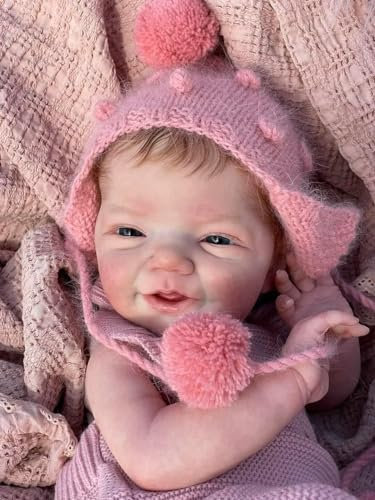 ROSHUAN Reborn Baby Puppen 20 Zoll 50 cm Realistisch Lebensechte Baby Puppen Die Echt Aussehen Lächelndes Baby Weicher Stoff Körper Lebensechte Baby Puppen Für Kinder