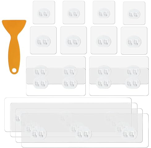 ZUYIST 16 Stück Duschregal Klebehaken, Transparent Klebehalterung Dusche Ohne Bohren Multifunktions Ersatz Starke Hakenleiste Wasserdicht Kein Bohren Organizer für Küche Bad Wohnzimmer