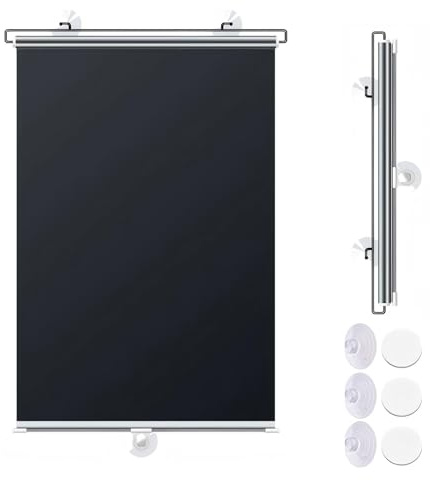 Made To Measure Blinds Suction Cup Roller Blind Black Blackout Roller Blind | Thermal Insulation and Sun Protection Privacy Screens,Retractable Portable Curtains,for Windows,No Drilling Required