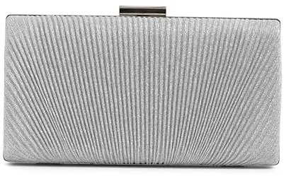 MICHELLE MOON Handtasche Damen Klein Elegant mit Glitzer | Abendtasche Silber | Clutch Silber Glitzer für Hochzeit, Party und besondere Anlässe | Handtasche Silber Damen mit abnehmbarer Schulterkette