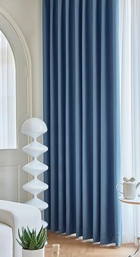 Bishilin Vorhänge Blickdicht mit Haken 86x160CM, Verdunkelungsvorhänge Dunkelblau 2er Set Leinenoptik Einfach Modern Vorhänge Wohnzimmer Jugendzimmer Kinderzimmer