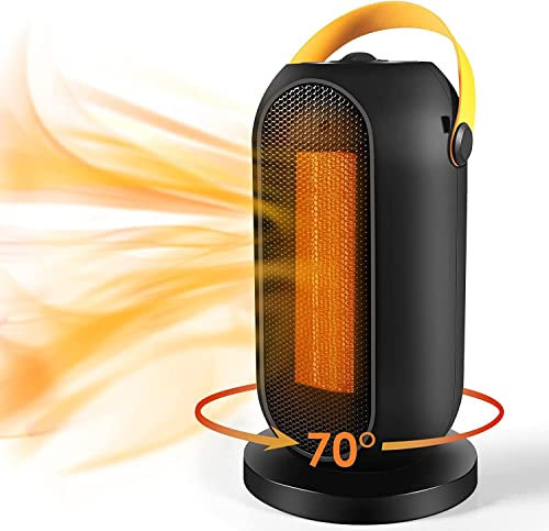 Space Heater Portable, Electric Fast Heating Thermostat, 90° Oscillating Personal Mini Heater Fan with Overheat & Tip-Over Protection for Home Office