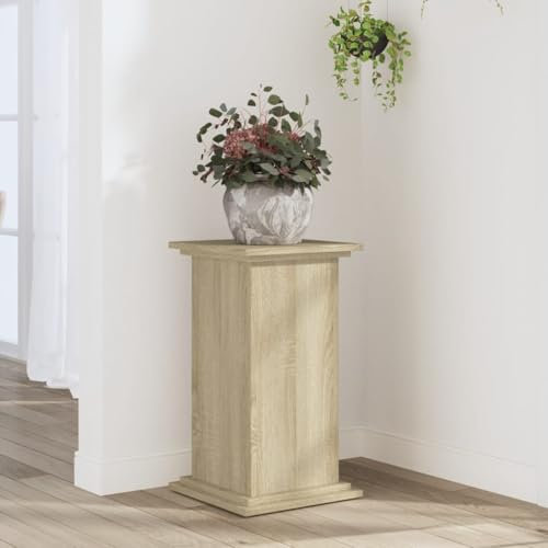Homgoday Supporto per Piante Rovere Sonoma 33x33x60 cm Legno Multistrato, Mobili Portafiori da Esterno, Porta Piante， Scaffale Piante Esterno, Portafiori da Balcone, Scaffale per Piante da Interno