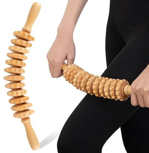 Roysmart Massagegerät gegen Cellulite, manuell, Masderotherapie aus Holz, Massagerolle für den ganzen Körper, fördert die Durchblutung, Massagerolle gegen Cellulitis