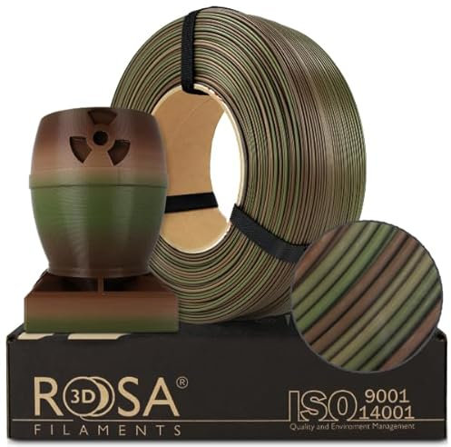 ROSA 3D PLA Multicolour Filament 1.75 mm für 3D Drucker | Druckmaterialien PLA Rainbow 3D Drucker Filament | 3D Printing Materials | Armee Wald Refill 1 kg