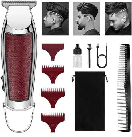 HIENA PRO Cortapelos profesional para hombres, recortadora de barba inalámbrica sin huecos, recortadora eléctrica de precisión con hoja en T, recargable por USB