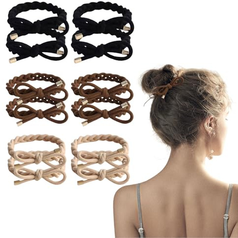 GlamRays Pack of 12 Braided Hair Bands Key Chain Hair Bracelets for Women Girls Elastic Hair Bands No Damage to Braid Holder