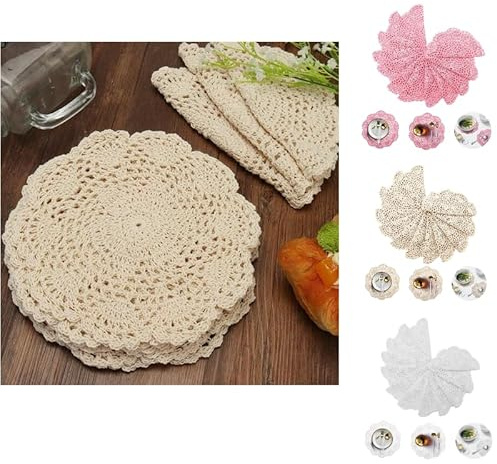 12 Stück untersetzer 20 cm untersetzer gläser Glas untersetzer-Set filzuntersetzer rund tassenuntersetzer für wohnungs zubehör Tisch deko (Beige)