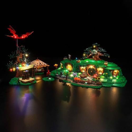 LocoLee Licht Set Kompatibel mit Lego 10354 The Lord of the Rings: The Shire, kein Modell, Fernbedienung Dekorative Beleuchtung Set Compatible with Lego Der Herr der Ringe: Das Auenland Icons