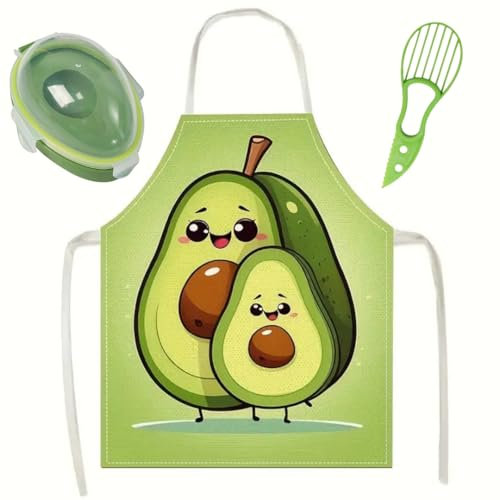 Pack 3 en 1 Aguacate cortador, recipiente aguacate y delantal de aguacate, cuchillo aguacate para hueso aguacate y Envase para Guardar aguacate para nevera con tapa hermética