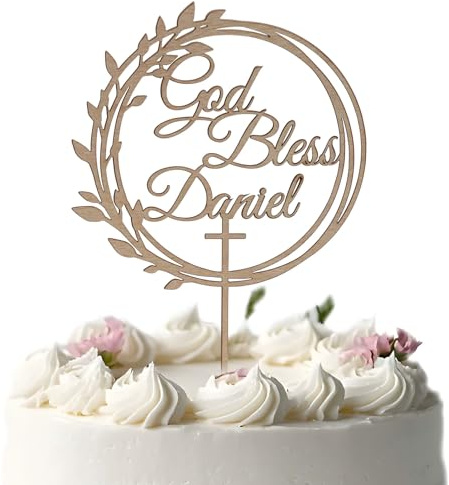 Decoración personalizada para tarta de bautizo con cruz Mi Bautizo, 13 colores, decoración personalizada para tartas de bautizo con nombre y fecha para bautizo, bautizo religioso, baby shower, fiesta