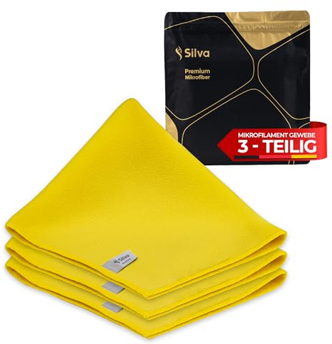 Silva Mikrofasertücher Staubtücher 40x40 cm – 3er Set – Saugfähig, fusselfrei & streifenfrei – Wiederverwendbar Reinigungstücher für Küche, Bad, Glas, Auto & Möbel – Allzwecktücher Haushalt