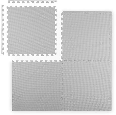 Ricokids Krabbelmatte Baby Puzzlematte Spielmatte Schaumstoffmatte rutschfest für Kinder 4 Teile 120 x 120 x 1 cm Grau