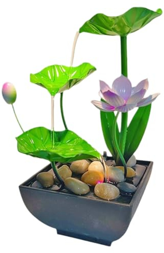 Indoor Water Feature Water Fall Fountains Indoor Relaxing Flowing Fountains with Soft LED Lights Creative Landscape Ornament for Bedroom Living Room Office