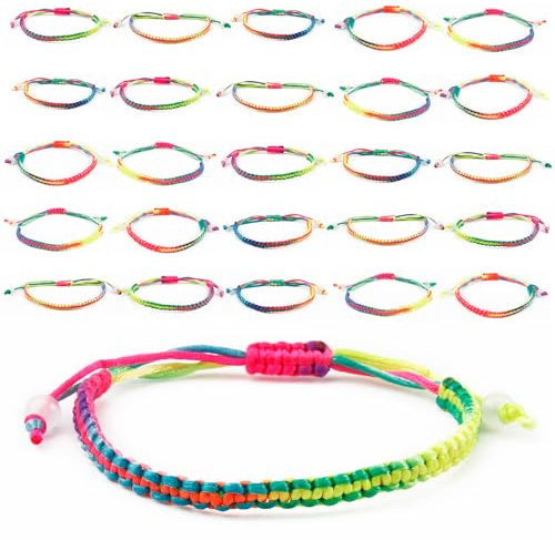 ZoeWei Freundschaftsarmbänder, Armband Schutz Amulett, Regenbogen Armband 25 Stück, Gewebtes Armband Glücksarmband Damen, Knoten Kabbalah Glück Männer