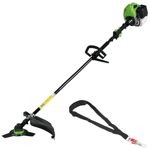 Desbrozadora Gasolina 32,5cc 1,5CV Motor 2 Tiempos con Disco 3 Puntas, Cabezal desbrozadora de Hilo, Equipada con arnes. Cortabordes Ideal para Cortar césped, maleza y Mantenimiento de jardín