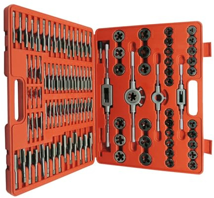 OYSKGNCMW Juego de machos y terrajas Profesionales de Acero para cojinetes, Herramienta Esencial (110 Piezas) para Cortar roscas precisas en Metal, con Estuche.