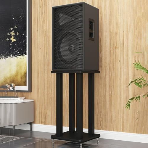 Large Universal Speaker Stand with Anti-Vibration Feet - Bookshelf Surround Sound Stand for Home Theater, Outdoor Media, and Stereo Systems (46x46x100cm/18.1x18.1x39.4in)
