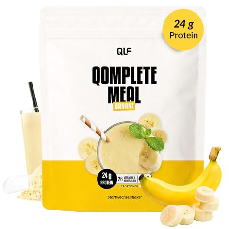QLF - Qomplete Meal Banane 900 g - Stoffwechsel-Shake* mit 24 g hochwertigem Protein - 26 Vitaminen & Mineralstoffen - Mahlzeitenersatz zur Unterstützung beim Abnehmen**