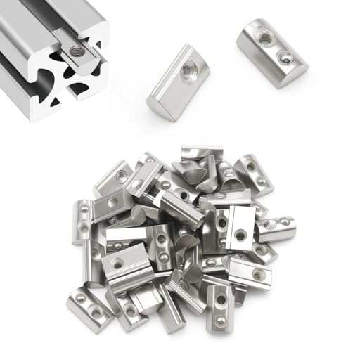CHSEROK 50 Unidades Tuerca de Ranura en T M5, Bola de Centrado de Acero Al Carbono Tuercas de Bola de Perfil, Serie 40 Perfil de Aluminio Tuerca Deslizante, para Perfiles de Aluminio, Mecanizado CNC