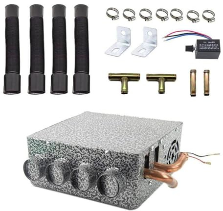 Car Auxiliary Heater with 4 Ports Assembly Windscreen Defroster Simple Installation for Heating Defrosting with Speed Switch, 12v