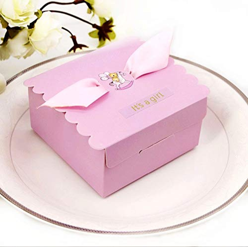 JZK 50 x It's A Girl rosa Geschenkbox, Gastgeschenk Süßigkeiten Schachtel Tischdeko für Mädchen Geburtstag Babyparty Baby Shower Baby Dusche Taufe Kinder Party