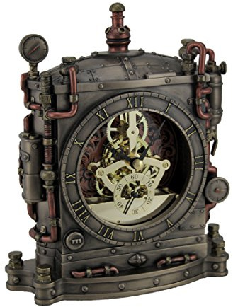 Veronese The Grand Machine Kaminuhr, Steampunk-Stil, bronzefarben