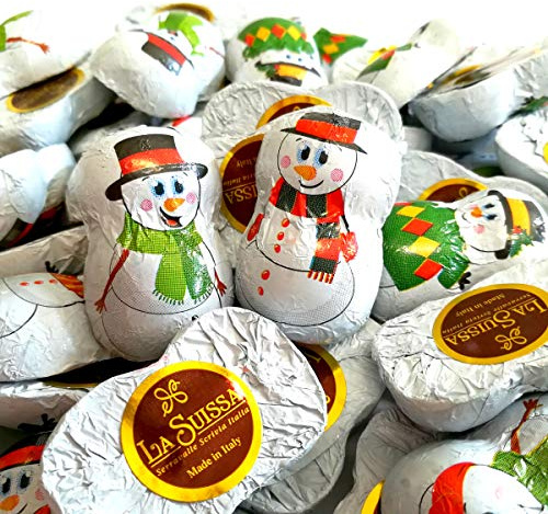 Pupazzo di Neve di Cioccolato La Suissa Kg 1 - Cioccolatini al Latte ripieni alla crema Gianduia a forma di Pupazzi di Neve - Senza Glutine