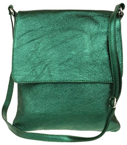 Girly Handbags Femme Cross Body en cuir véritable Vert Métallique