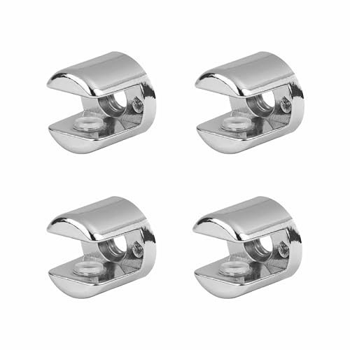 4x Glashalter für Glasscheiben 4–10 mm – 2 Größen auswählbar, robustes und langlebiges Halter-Set für Möbel, Regale, Vitrinen, DIY-Projekte, edles Design, einfache Montage (21mm Glasstärke: 6-10mm)