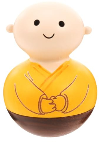 BESPORTBLE Holz Mönch Figuren Kinder Baby Spielzeug Zuhause Büro Desktop Dekoration Weihnachten Festival Geburtstag Geschenk Gelb Geöffnete Augen