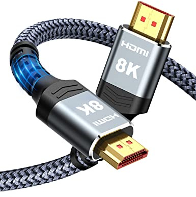 Highwings 8K@60 HDMI Cable 10FT/3M, 48Gbps 2.1 High Speed HDMI Braided Nylon 4K120 144Hz RTX 3090 eARC HDR10 4:4:4 HDCP 2.2&2.3 Compatible for PS5, PS4, UHD TV and PC