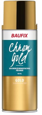 BAUFIX Metall-Effektlack chromgold, chromeffekt, seidenglänzend, 400 ml, trocknet schnell, Anwendung auf Oberflächen, wie z.B. Metall, Holz, Kunststoff, Glas und Stein