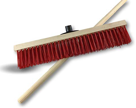 Balai rateau | Lot de 6 | Avec manche bois | Largeur balayage 60 cm | Garnissage PVC rouge résistant et imperméable | Douille métal Ø 27 mm | Monture bois | Kibros 101870BMx6