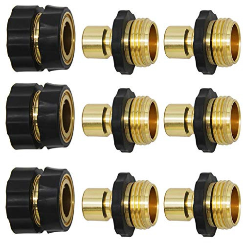 Triumpeek 3/4 Garden Hose Connector, 9 Pieces Garden Hose Quick Connect Fittings, Male and Female Quick Release Garden Hose Connector