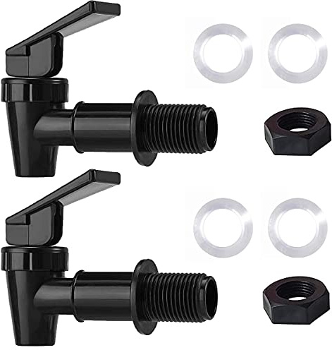 HINING Auslaufhahn für Regentonne Wasserhahn für Regentonne bpa freier kunststoff-wasserspieß Ersatzhahn geeignet für Kalte und heiße Getränke, Bierfass, Glas, Kaffee, Saft, Trinkbrunnen (2 schwarz)