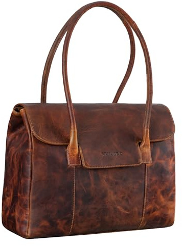 STILORD Carrie Shopper Piel Mujer de Hombro Bowling Handbag Elegante de Mano Grande Tote Shopping Bag Serraje Cuero Genuino Color:Prestige - marrón