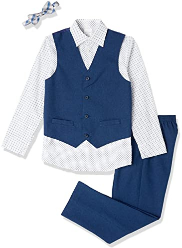 Van Heusen Little Boys' 4-Piece Formal Suit Vest Set, Blue Jean, 4T