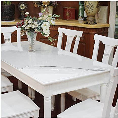 Schutztischdecke Cristal Plastik Tischdecke Durchsichtig Tischfolie Nach Maß Wasserdicht Ölbeständig Utschfest Ratzfest Pflegeleicht Wachstischdecke Breite 2Mm für Esstisch,20 x 72 Inch(50x182cm)