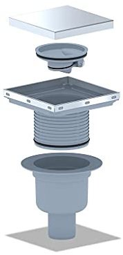 Bodenablauf vertikal 150x150x50mm Duschablauf Bad Boden Ablauf Abflussrinne