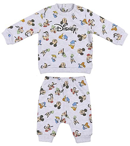 CERDÁ LIFE'S LITTLE MOMENTS Baby-Jungen Trainingsanzug Kinder Mickey Mouse Zweiteiliger Turnanzug Offizielle Disney Lizenz, Grau, 6 Monate