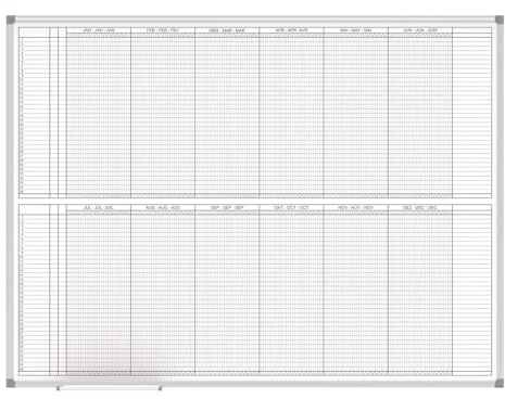 MAUL Jahresplaner weiß MAULstandard 90 x 120 cm Alurahmen Wandmontage | klare Jahresplanung, flexibel beschriftbar, trocken abwischbar, magnethaftend, robuste Stahlfläche, praktische Ablageschale
