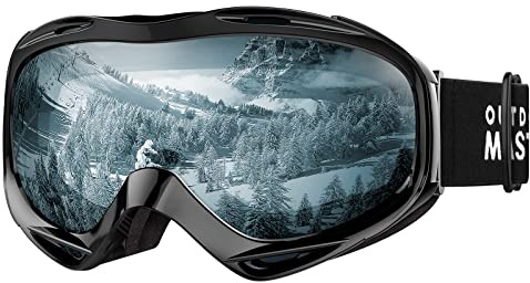 OutdoorMaster Maschera da Sci OTG Premium Unisex, Antiappannamento Maschera Snowboard, Protezione UV al 100% Occhiali da Sci, Maschere Sci per Uomo, Donna, Ragazzi e Ragazze (Azzurro VLT 80%)