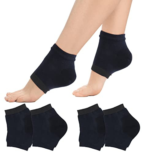 Sibba 2 Paar Gel-Fersensocken Weiche Feuchtigkeitsspendende Socken zur Behandlung von rissiger Ferse offene Zehensocken Tag-Nacht-Pflege Haut Schönheit Spa trockene Harte Füße Männer Frauen (Schwarz)