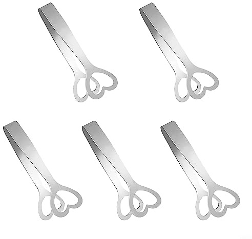 PETSTIBLE Edelstahl-Herz-Clip, Zucker, Eiswürfel, Zange, Lebensmittelclip, Pinzette, Teeklemme, für Kaffee, Bar, Küche, Buffet, schönes Design
