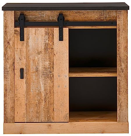 Furn.Design Kommode in Used Wood hell und anthrazit Schiebetürenkommode 93 x 91 cm, Stove